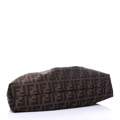 Fendi Zucca Calfskin Crocodile Embossed Chef Hobo Tobacco 4 of 11