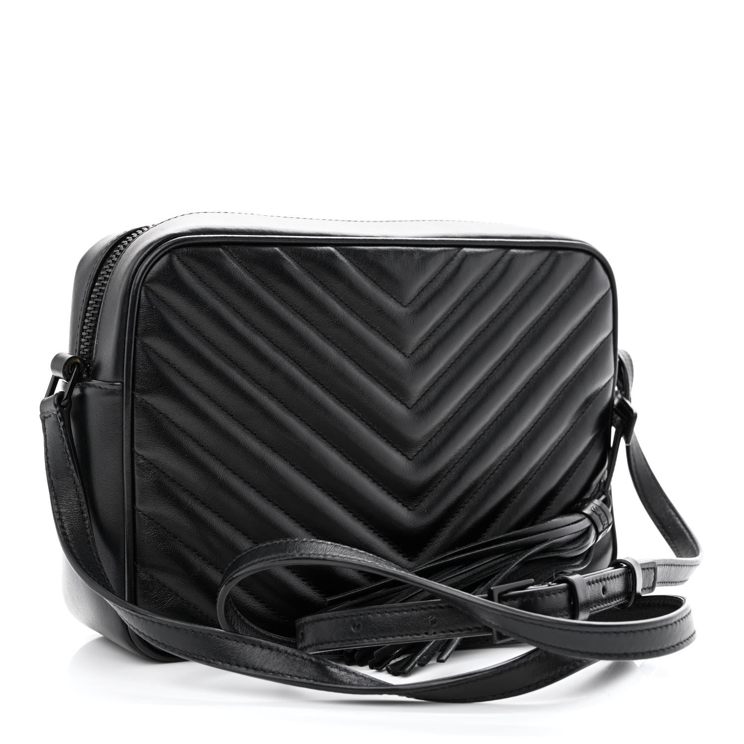 Saint Laurent Calfskin Matelasse Monogram Monochrome Lou Camera Bag Black 2 of 9
