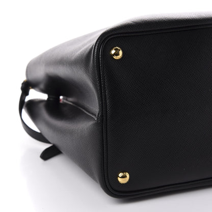 Prada Saffiano Cuir Medium Double Bag Black Fuoco 6 of 10