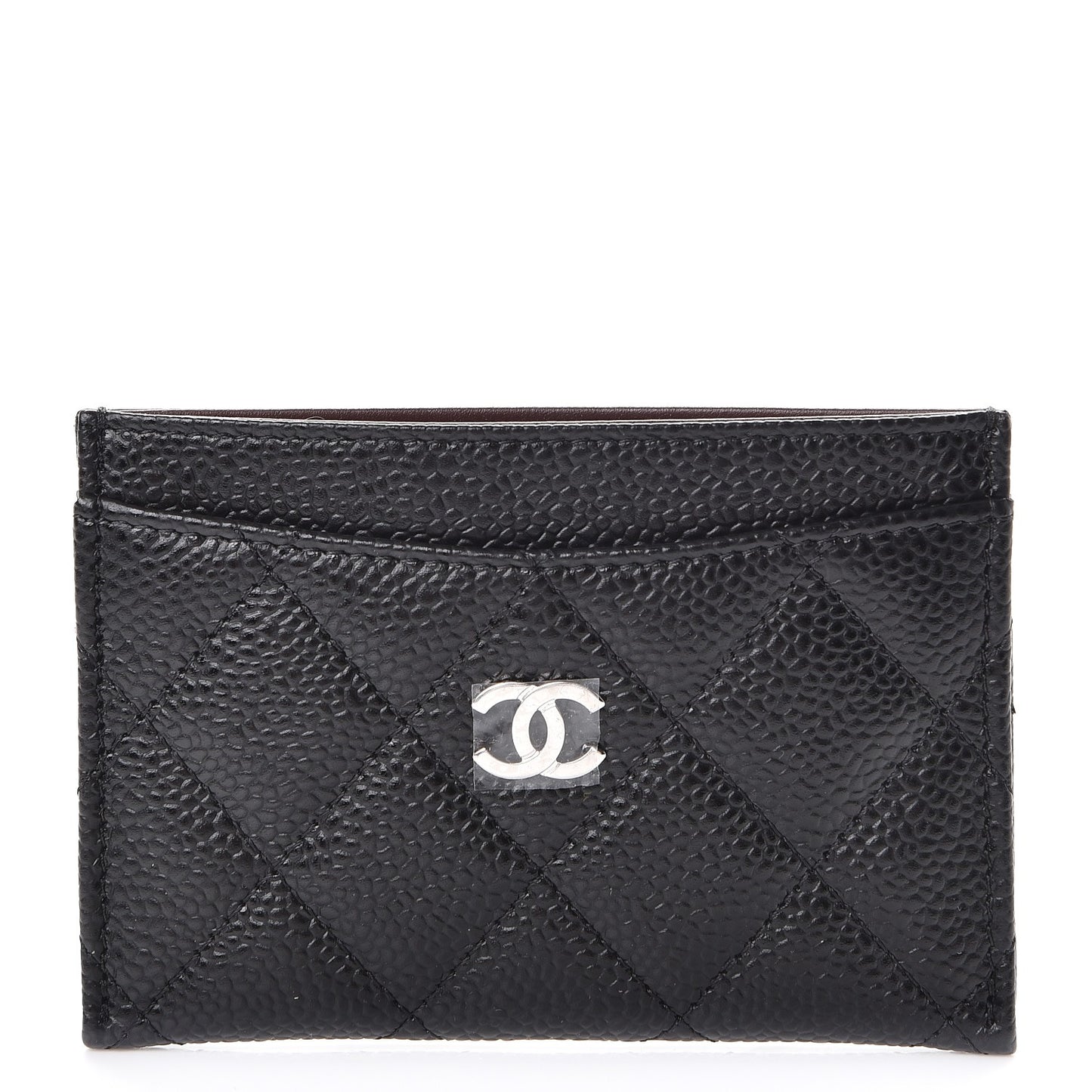Caviar Quilted Card Holder Black