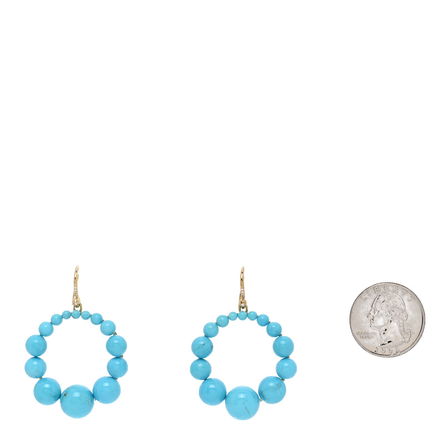 Irene Neuwirth 18K Yellow Gold Diamond Turquoise Gumball Earrings 2 of 4