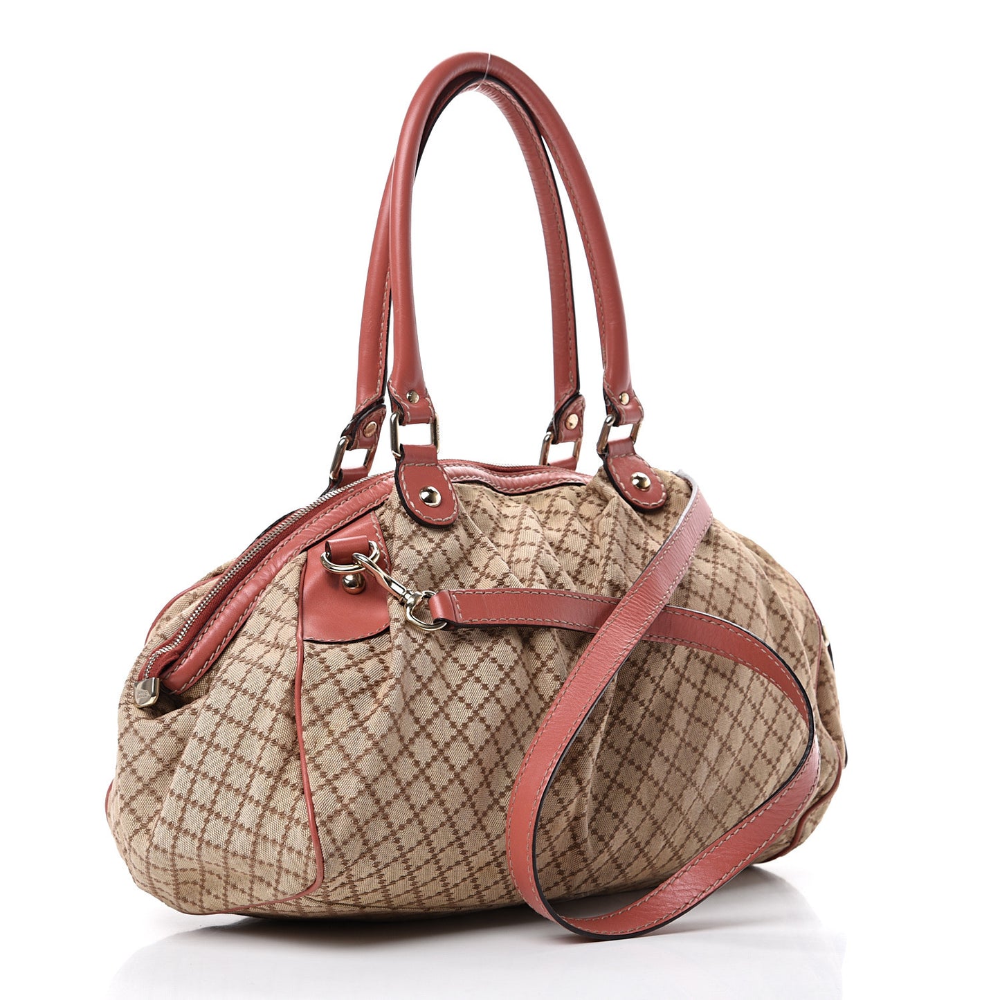 Diamante Medium Sukey Boston Interlocking G Charm Bag Pink