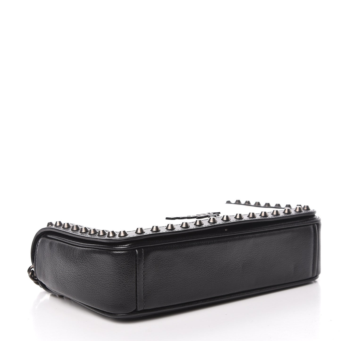 Glace Calfskin Studded Crossbody White Black