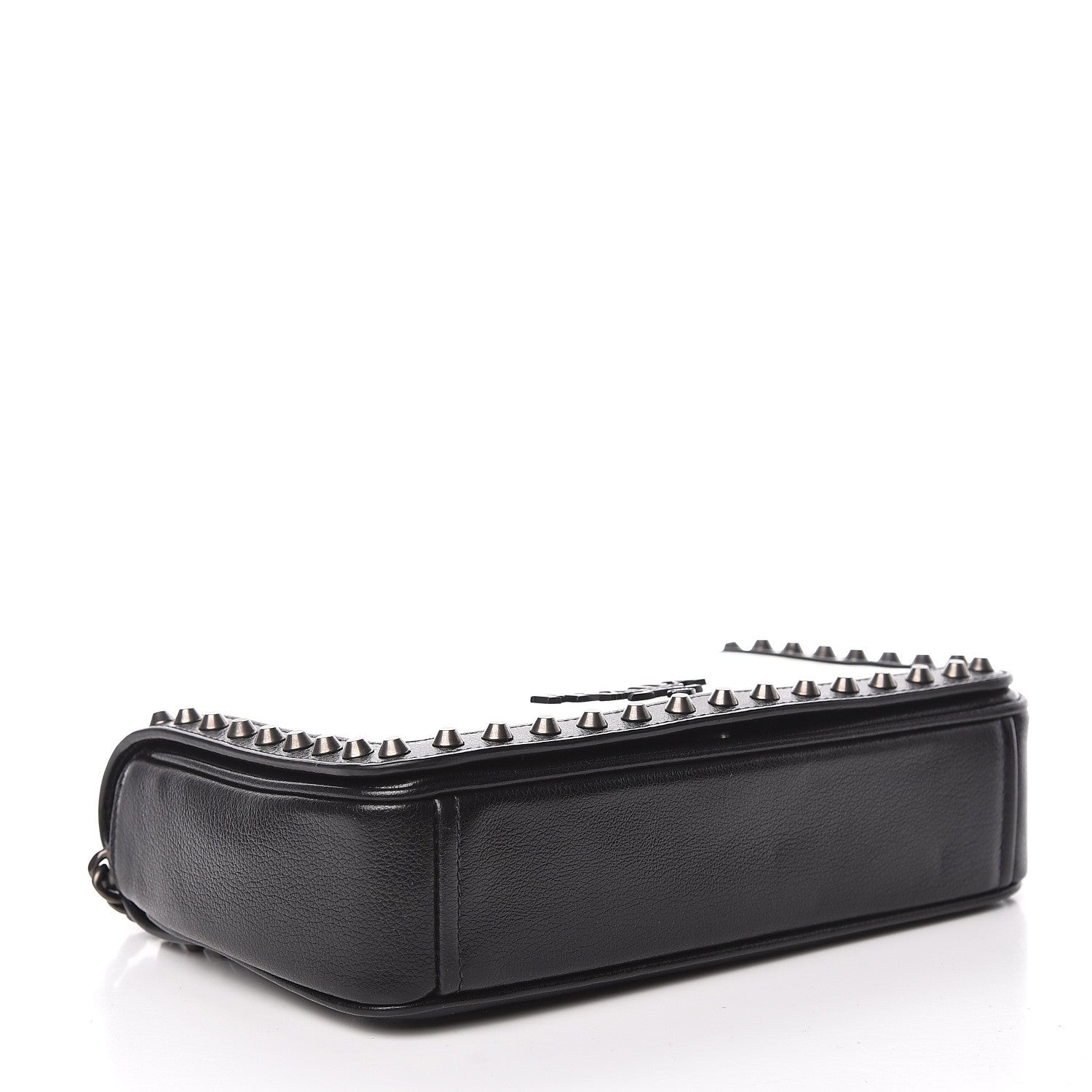 Prada Glace Calfskin Studded Crossbody White Black 4 of 10