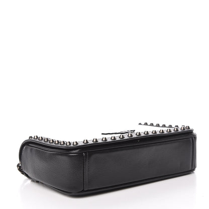 Prada Glace Calfskin Studded Crossbody White Black 4 of 10