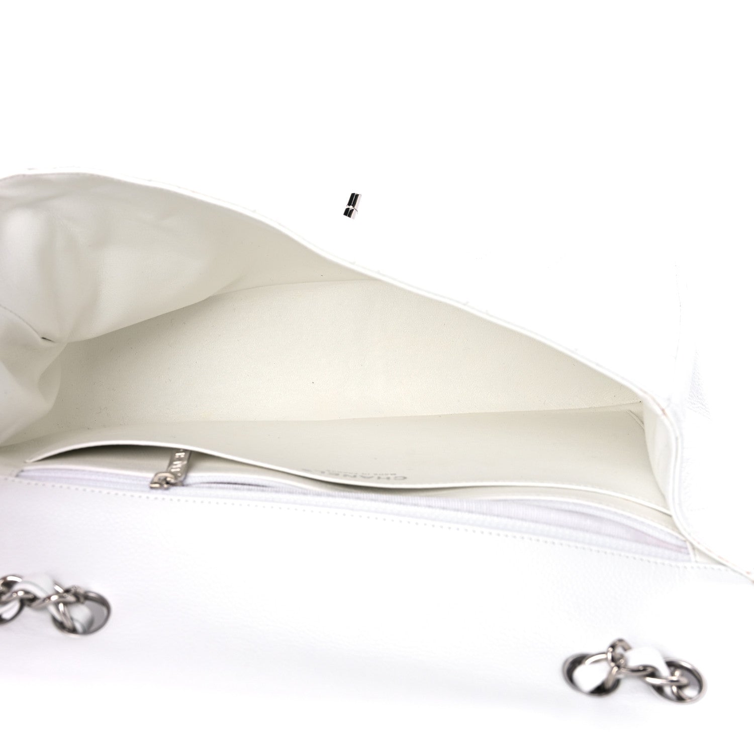 Chanel Caviar Quilted Jumbo Single Flap White 5 of 14