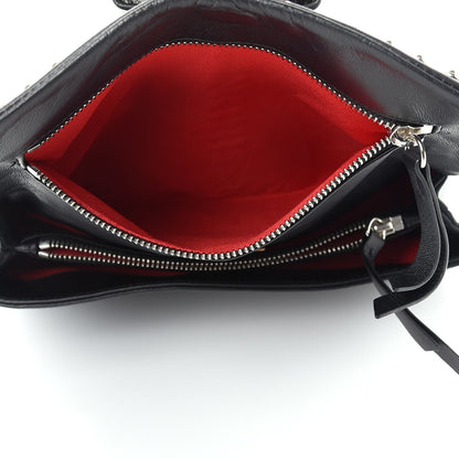 Christian Louboutin Calfskin Studded Sweet Charity Optic Clutch Black 6 of 10