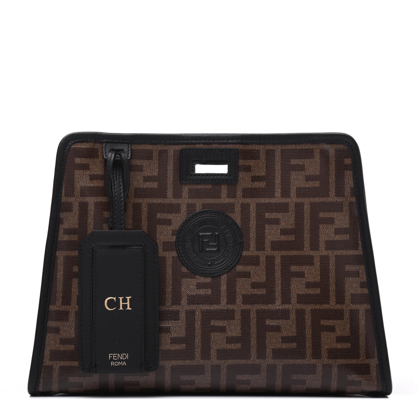 Glazed Fabric Vitello Century FF 1974 Stamp Patch Mini Peekaboo Defender Cover Mogano Panna Black