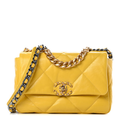 Chanel Lambskin Quilted Medium Chanel 19 Flap Yellow 1 of 12