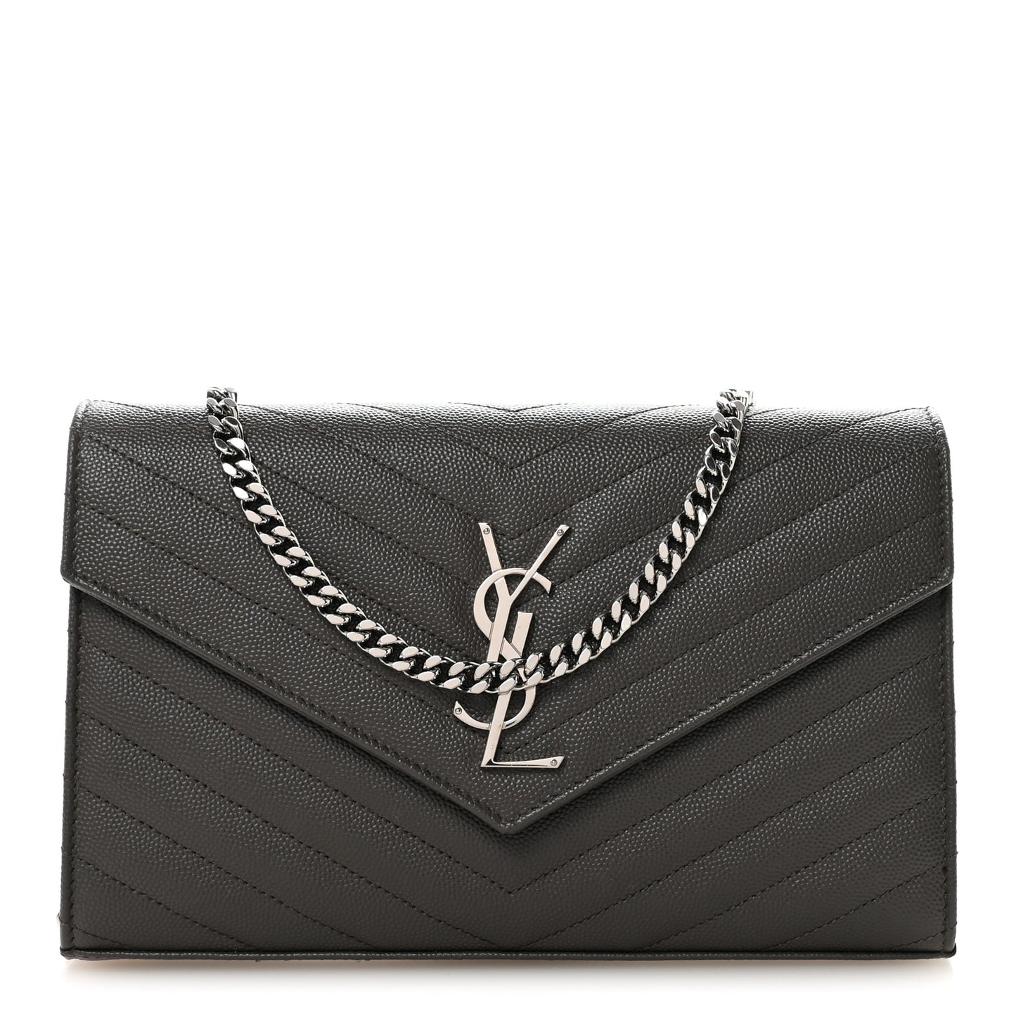 Grain De Poudre Matelasse Chevron Monogram Chain Wallet Earth