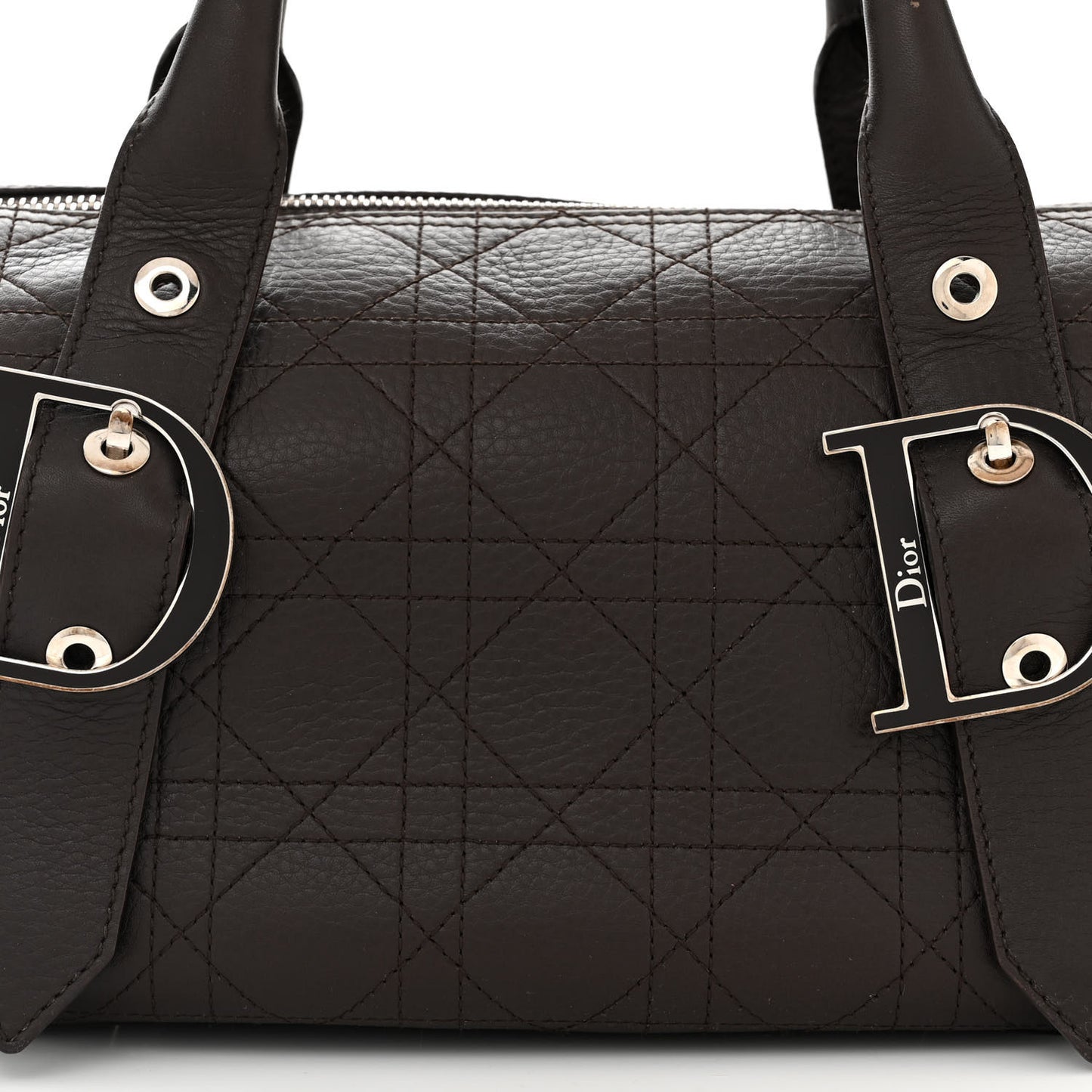 Deerskin Cannage Stitched Boston Dark Brown