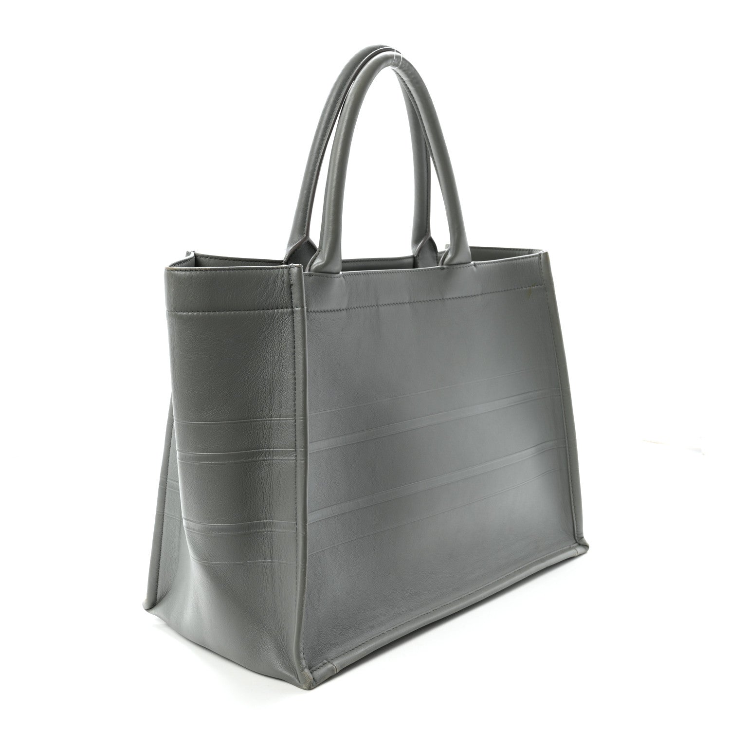 Christian Dior Calfskin Embossed Medium Book Tote Grey Stone