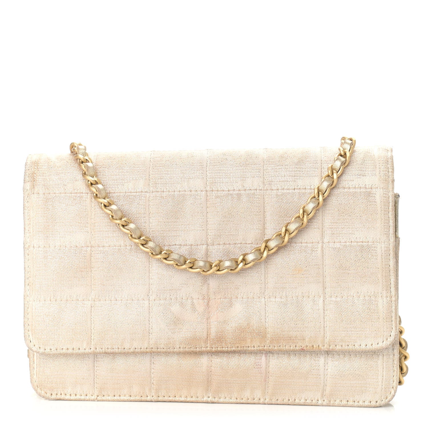 Chanel Nylon Travel Wallet On Chain WOC Metallic Gold 1 of 12