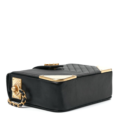 Chanel Calfskin Chevron Quilted Rock The Corner Minaudiere Bag Black 4 of 11