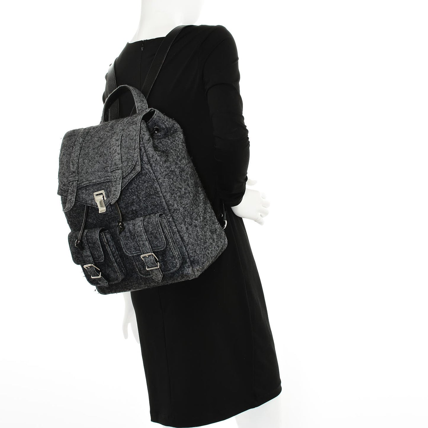 Melange Felted Wool PS1 Backpack Charcoal Black
