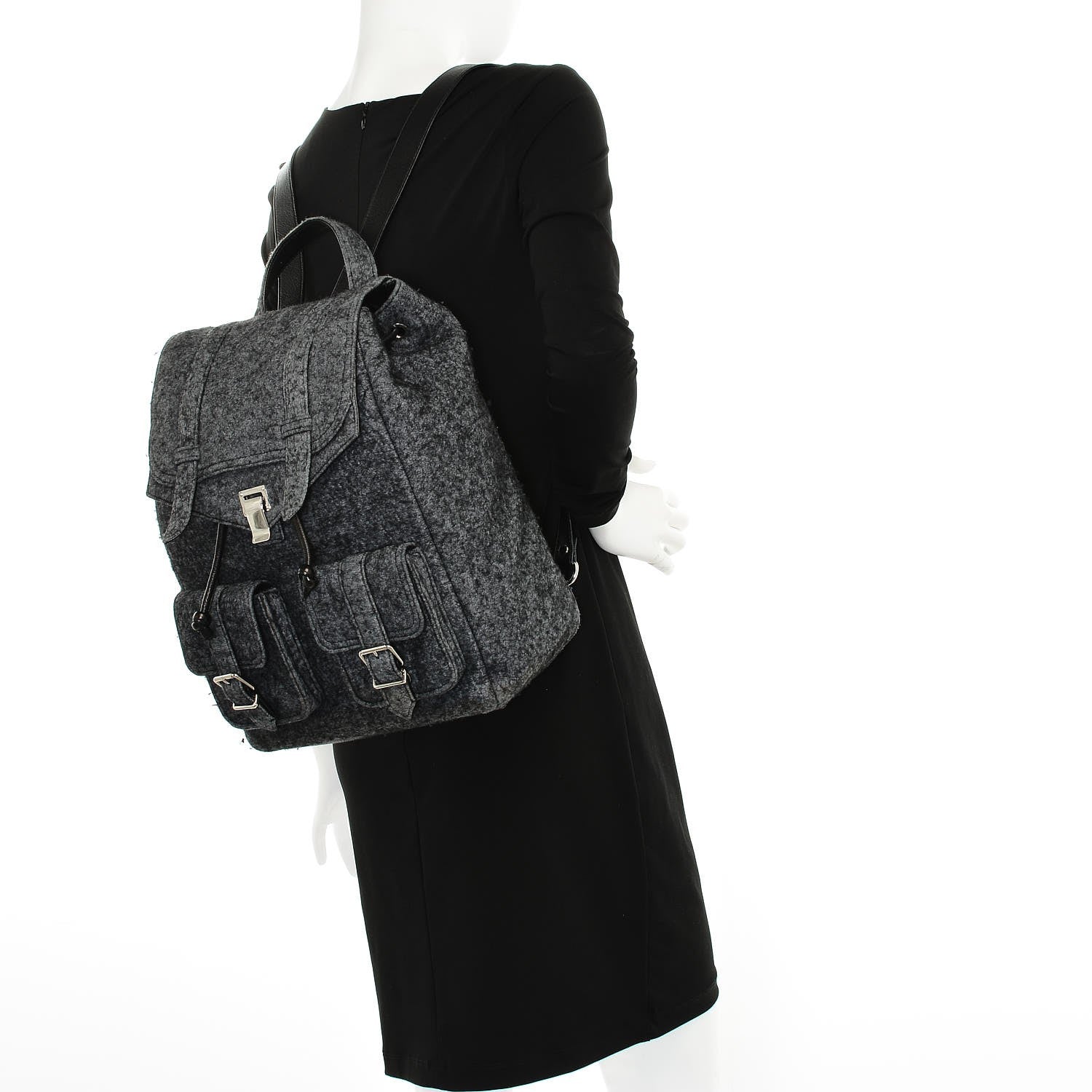 Proenza Schouler Melange Felted Wool PS1 Backpack Charcoal Black 2 of 9
