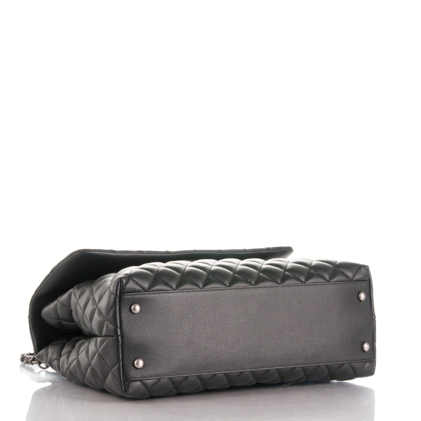 Caviar Lizard Quilted Medium Coco Handle Flap Black