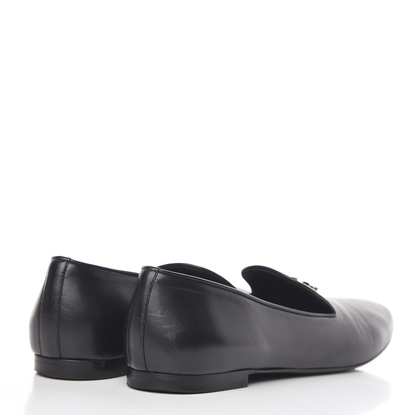 Enamel Pearl Crystal Lambskin Womens CC Mocassin Loafers 42 Black