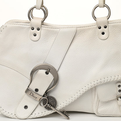 Christian Dior Calfskin Braided Gaucho Double Saddle Bag White 8 of 17