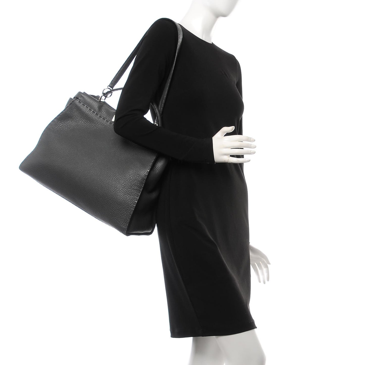 Cuoio Romano Selleria Bi-Color Large Peekaboo Iconic Satchel Asfalto Latte