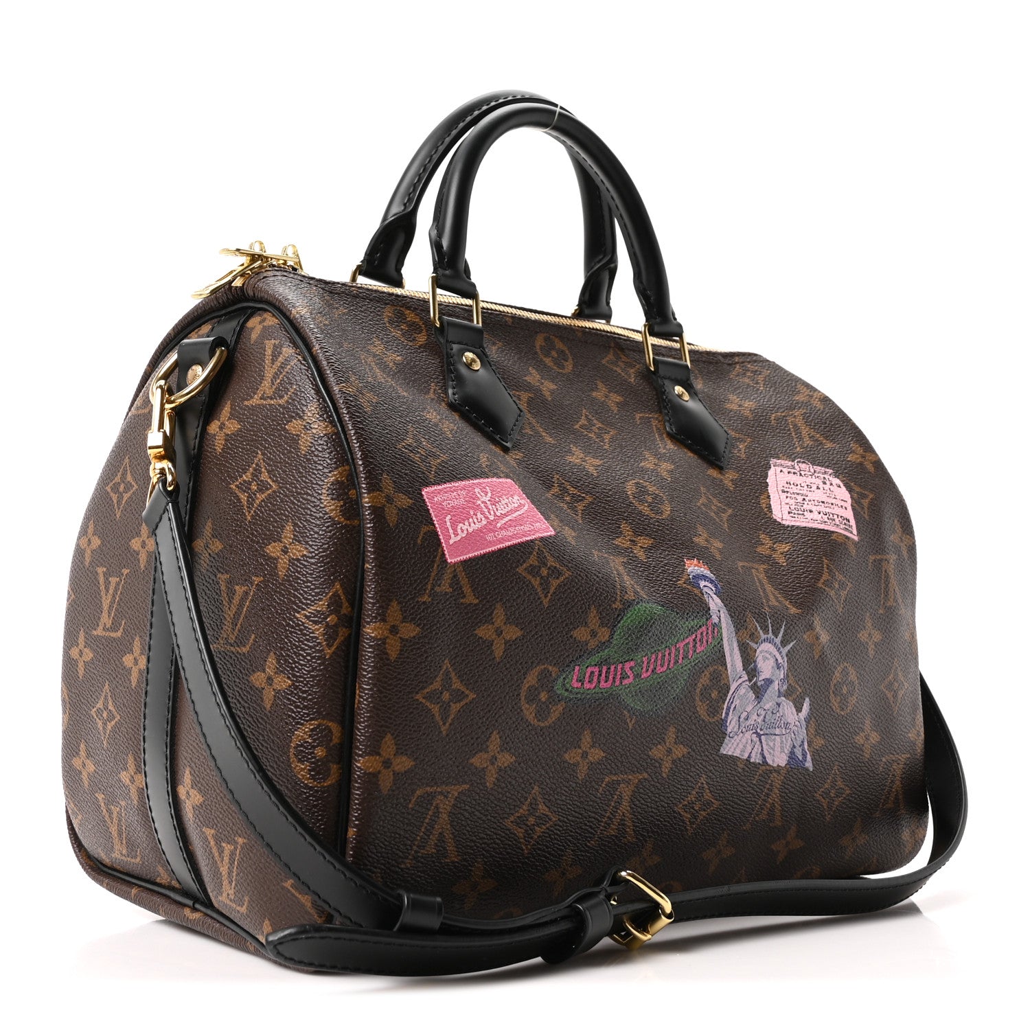 Louis Vuitton Monogram My World Tour Speedy Bandouliere 30 Black