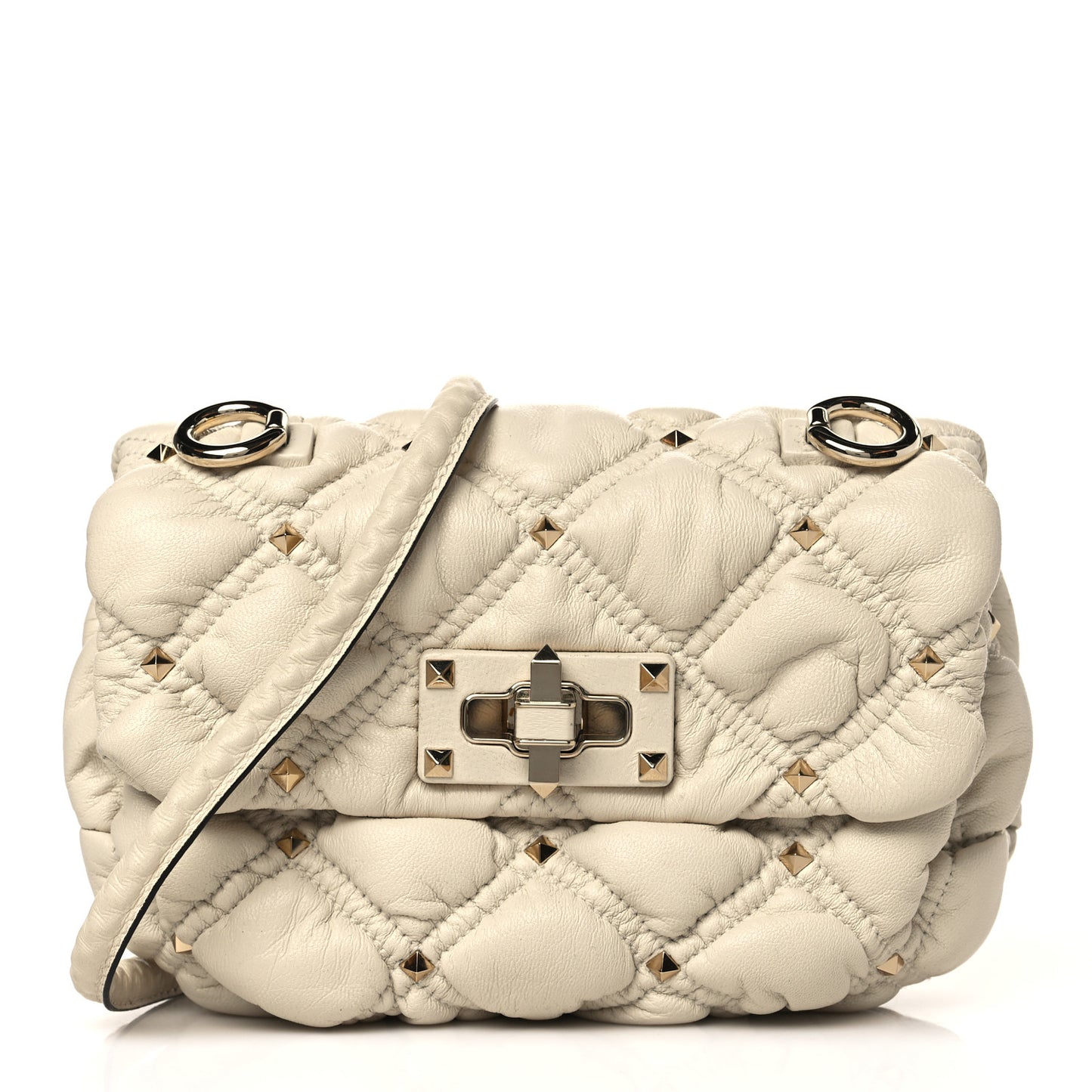 Nappa Small Spikeme Shoulder Bag Light Ivory