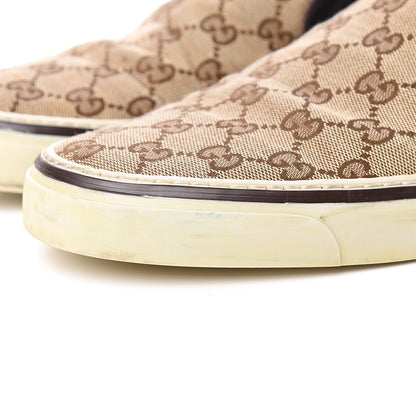 Gucci Monogram Calfskin Mens Web Slip On Sneakers 13 Chocolate 9 of 11