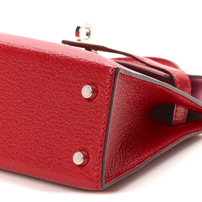 Hermes Chevre Mysore Verso Mini Kelly Sellier 20 Rouge Casaque Bubblegum 10 of 11