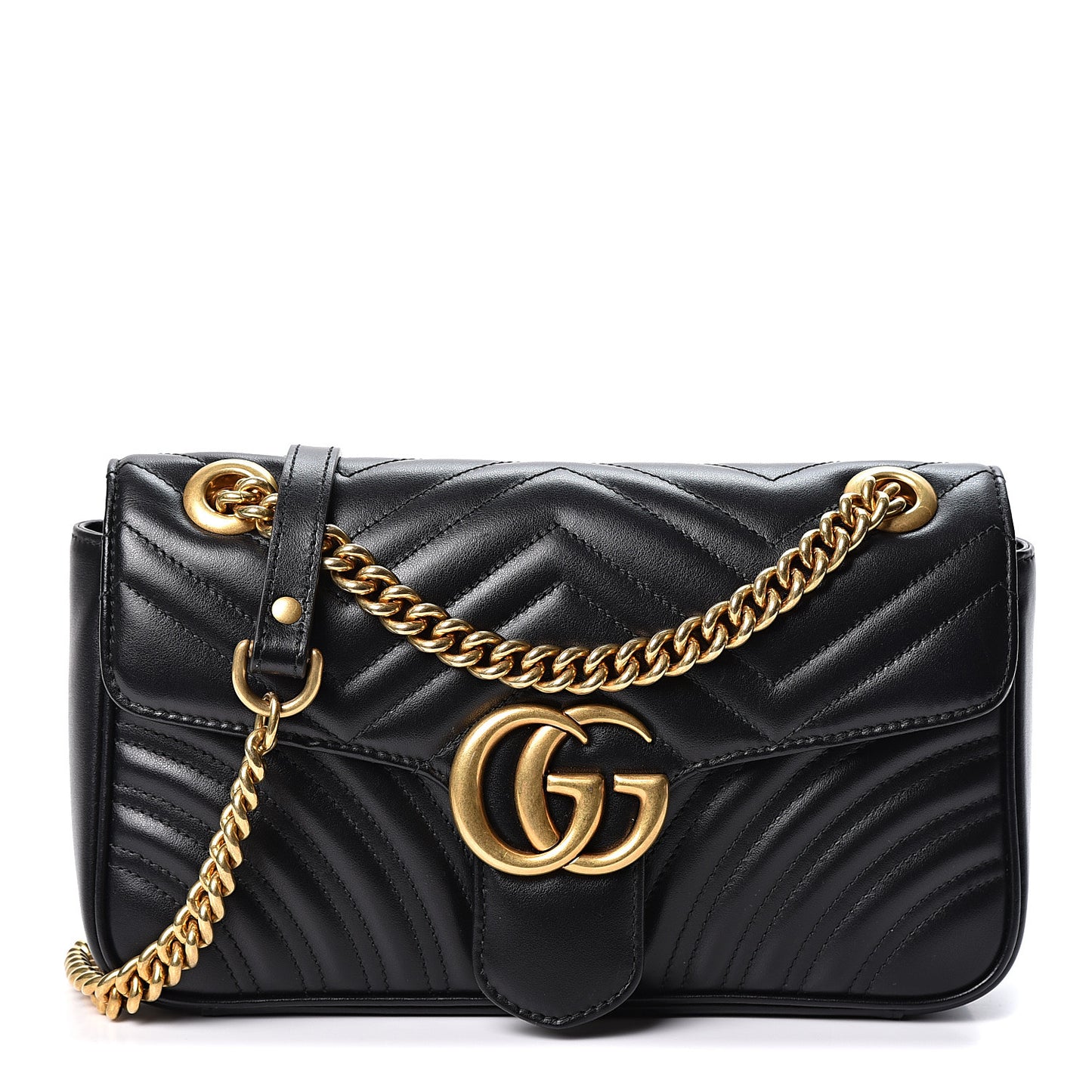 Calfskin Matelasse Small GG Marmont Shoulder Bag Black