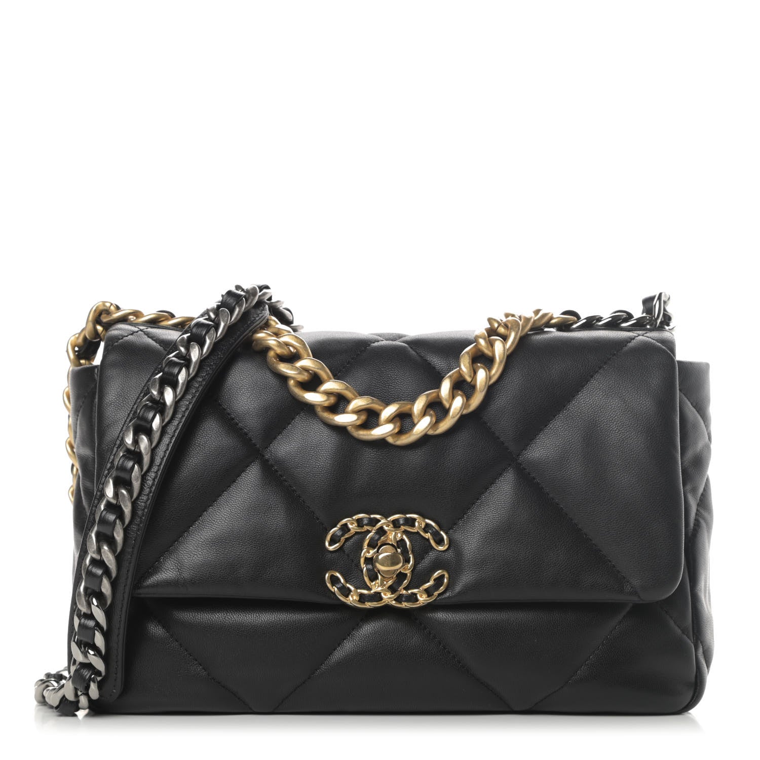 Chanel Goatskin Quilted Medium Chanel 19 Flap Black 1 of 12