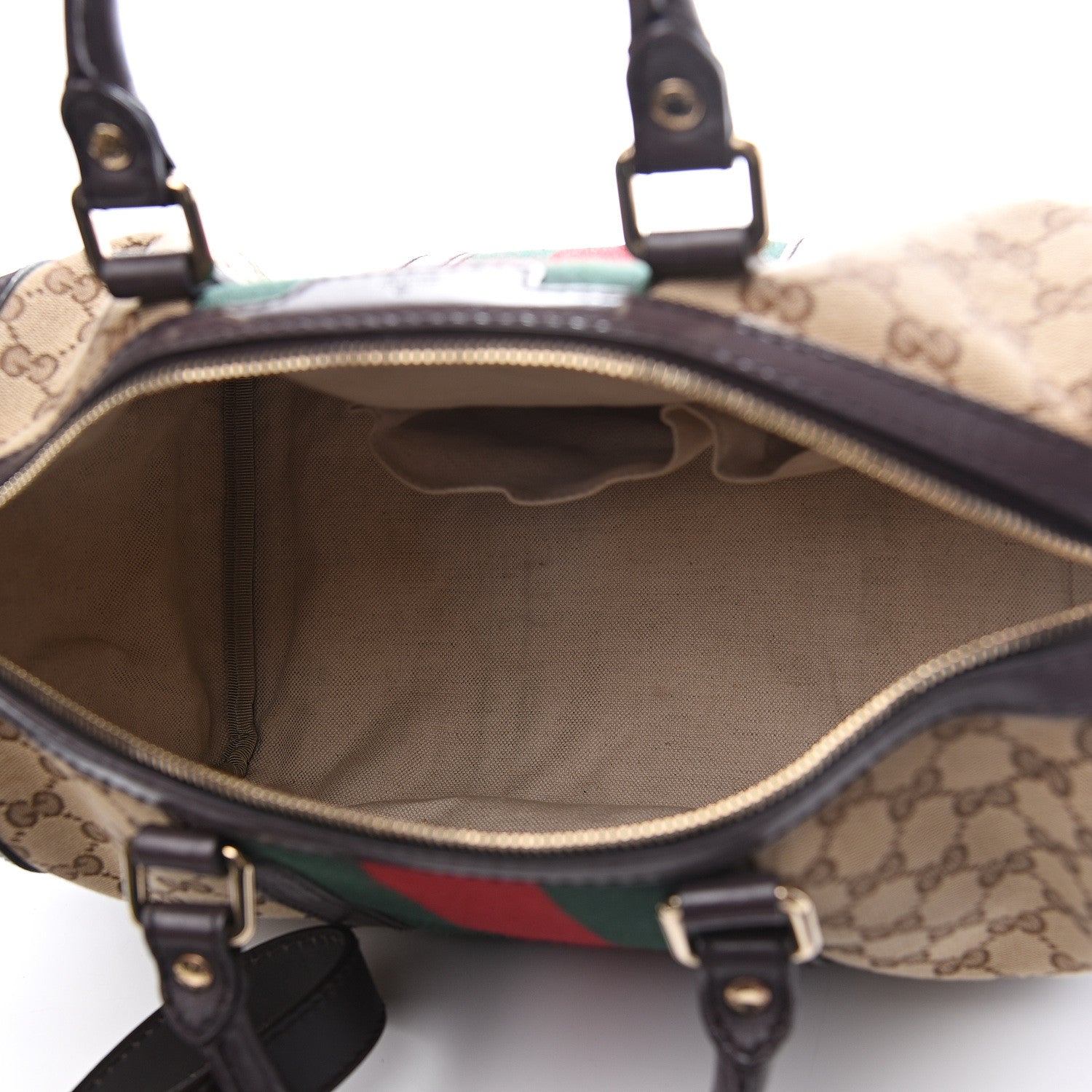 Gucci Monogram Vintage Web Medium Boston Dark Brown 4 of 9