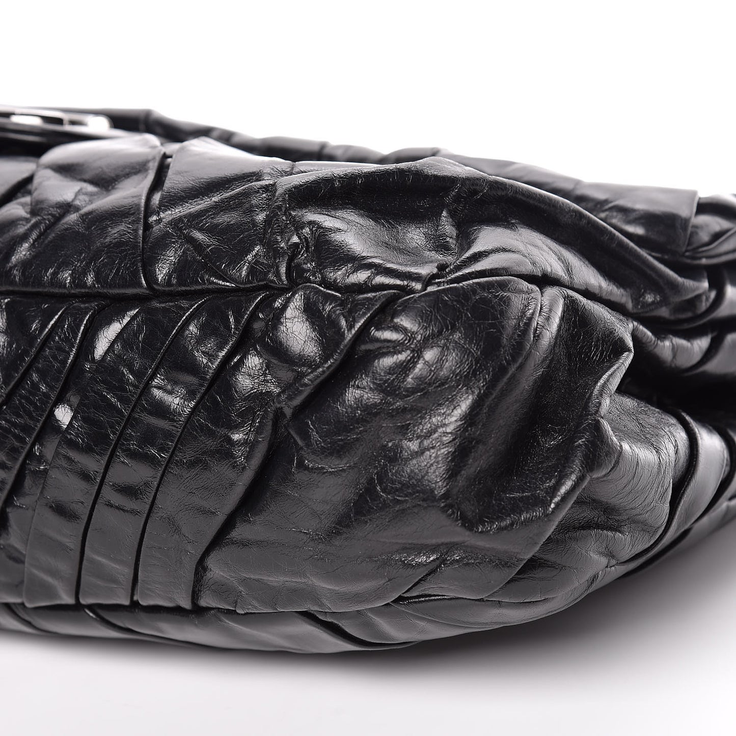 Glazed Calfskin Maxi Twisted Flap Black