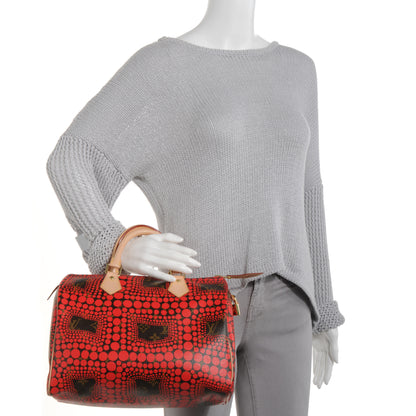 Louis Vuitton Monogram Kusama Town Speedy 30 Red 2 of 8