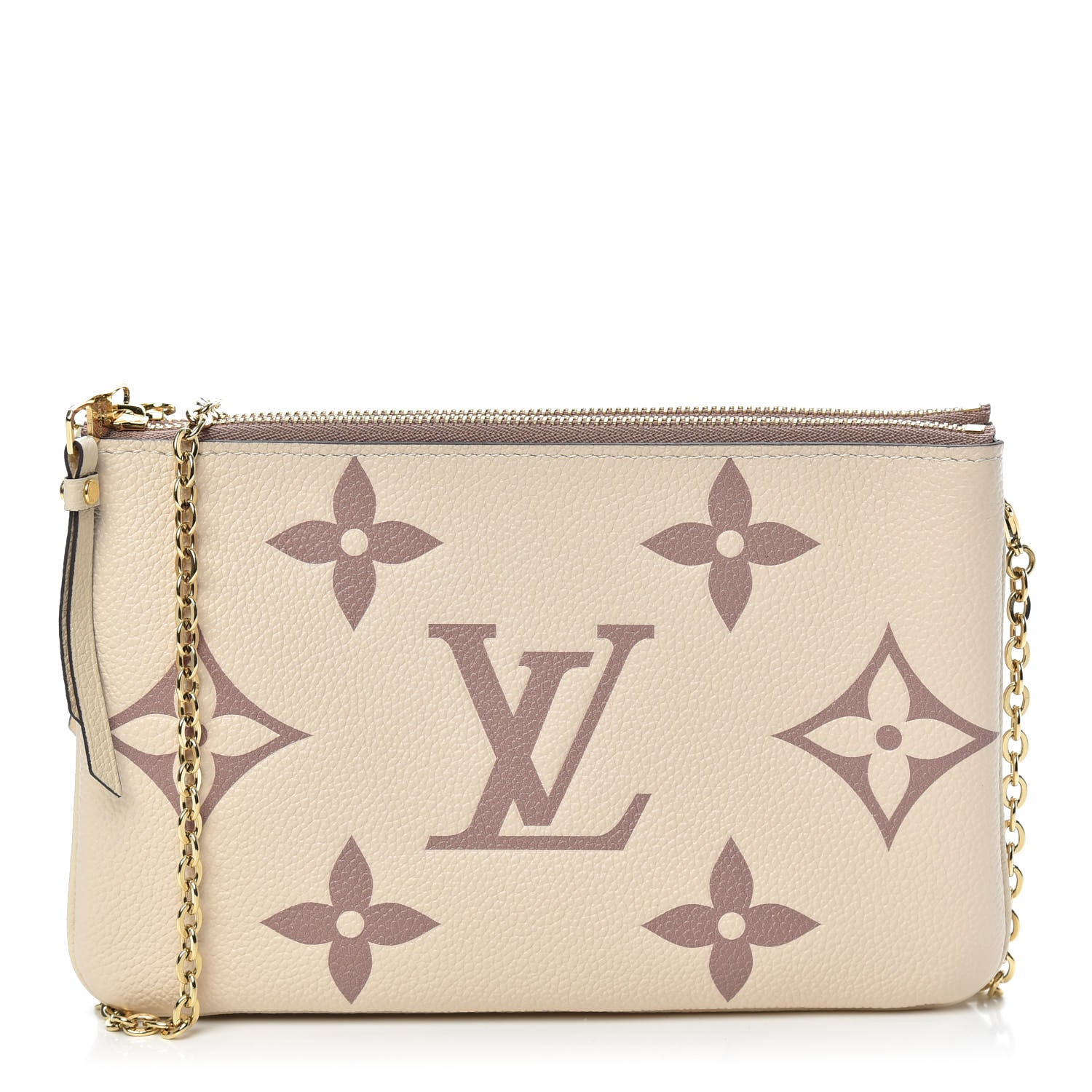 Louis Vuitton Empreinte Monogram Giant Double Zip Pochette Creme Bois De Rose 1 of 10