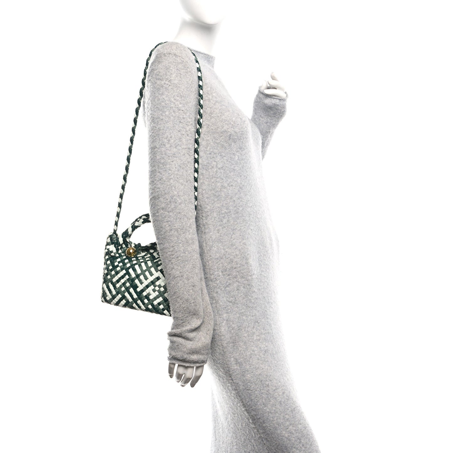 Lambskin Intreccio Small Tosca Crossbody Emerald Geen