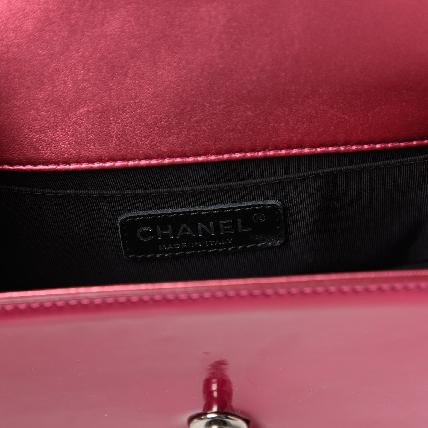 Metallic Patent Calfskin Quilted Small Boy Flap Pink