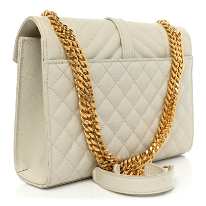 Saint Laurent Grain De Poudre Textured Mixed Matelasse Medium Triquilt Monogram Satchel Crema Soft 2 of 17