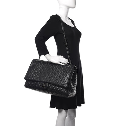Chanel Calfskin Quilted XXL Travel Flap Bag Black 2 of 9
