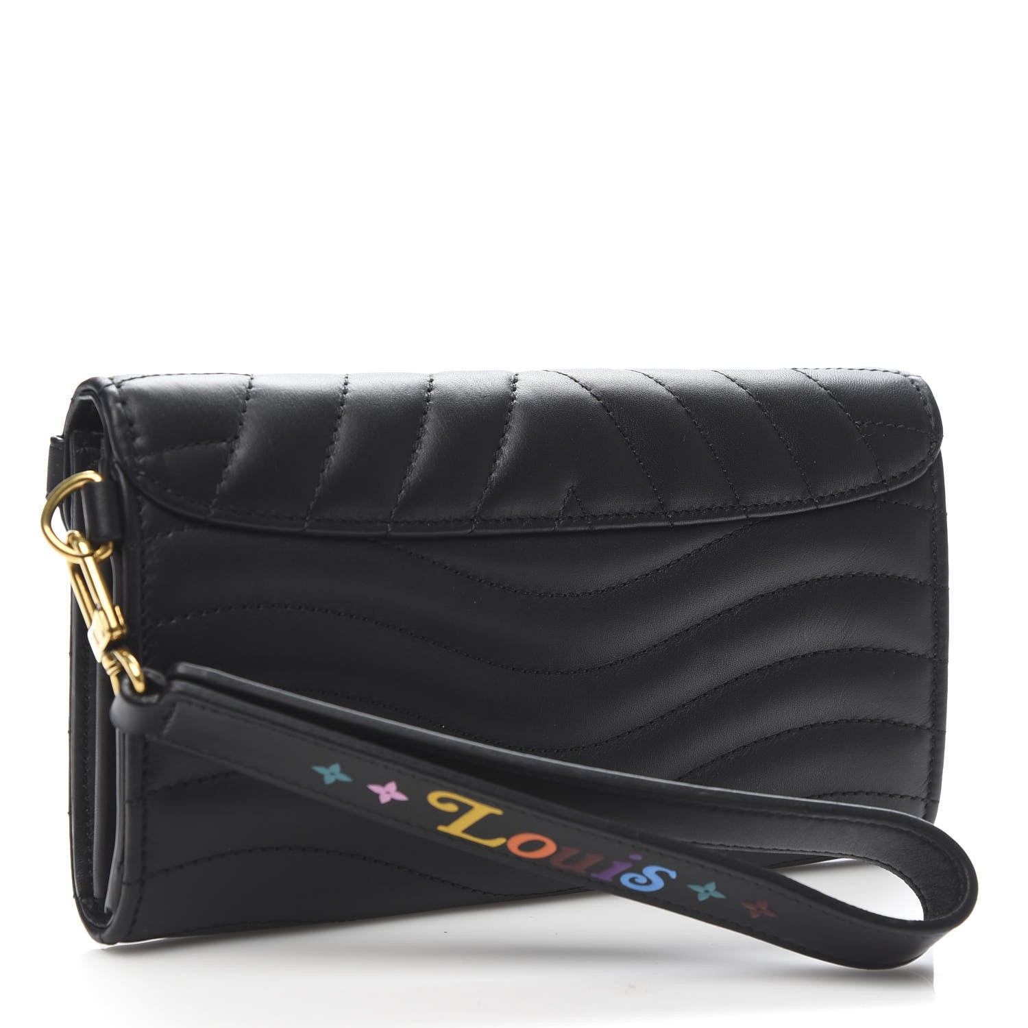 Louis Vuitton Calfskin Love Lock New Wave Long Wallet Black 3 of 7