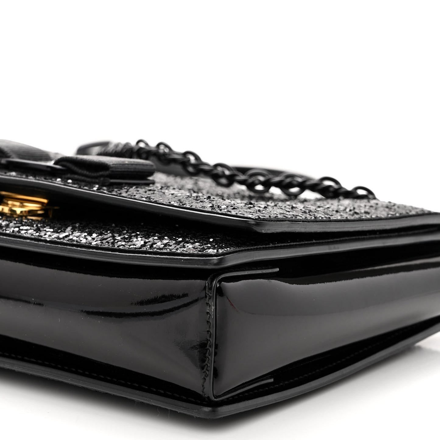 Calfskin Sequins Ginny Bow Crossbody Bag Black
