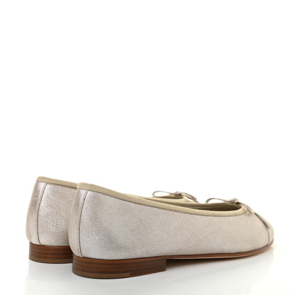 Chanel Metallic Goatskin Cap Toe CC Ballerina Flats 39.5 Gold 4 of 10