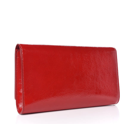 Saint Laurent Textured Patent Monogram Large Belle De Jour Clutch Red 3 of 9
