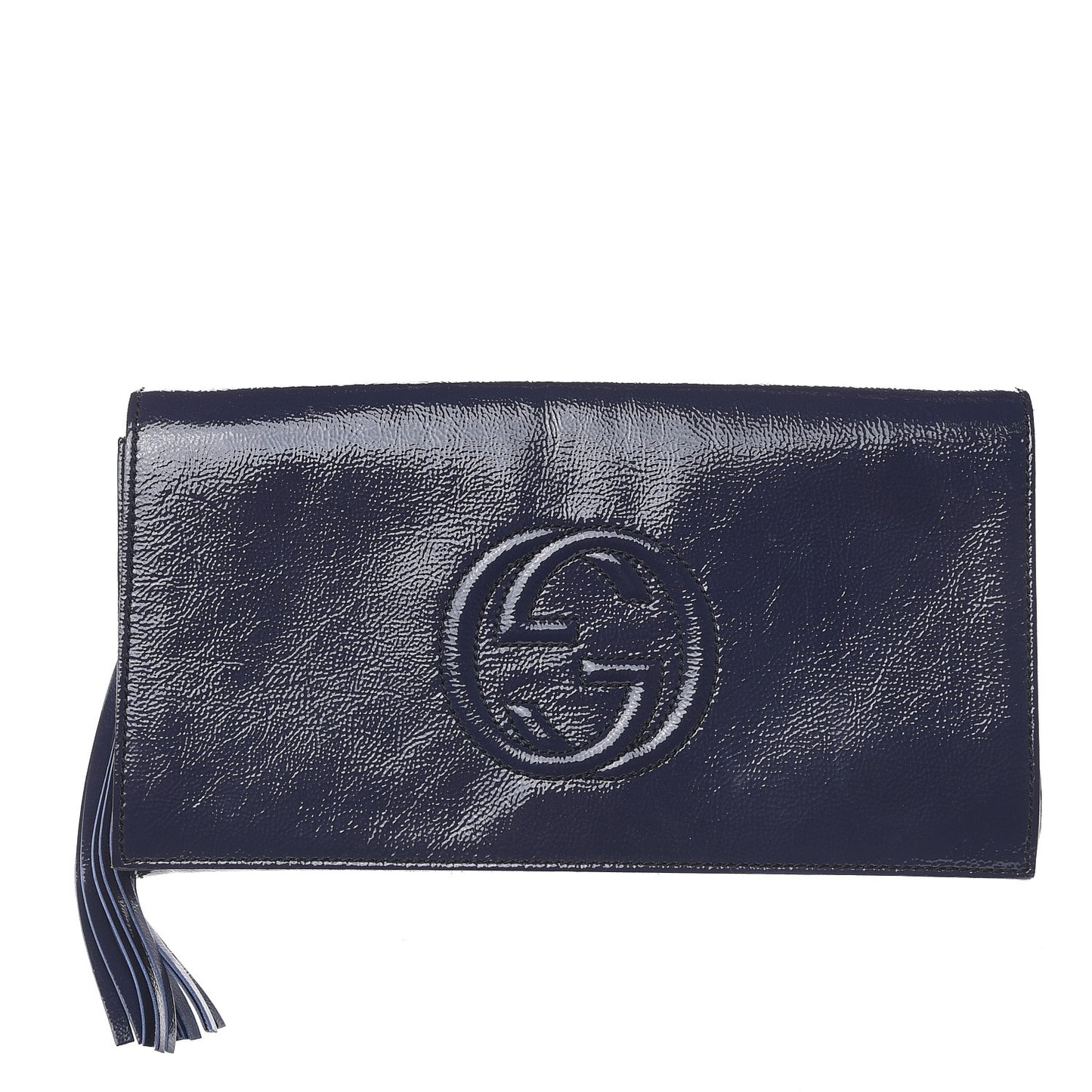 Soft Patent Medium Soho Clutch Uniform Blue