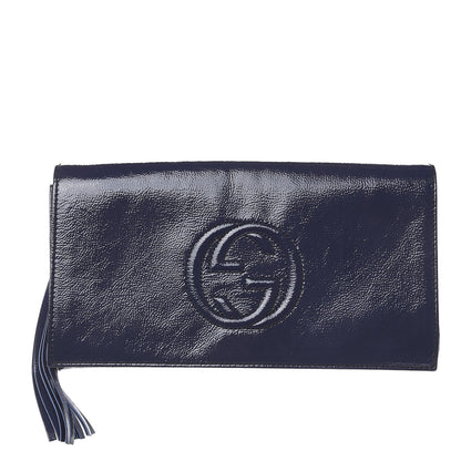 Gucci Soft Patent Medium Soho Clutch Uniform Blue 1 of 10