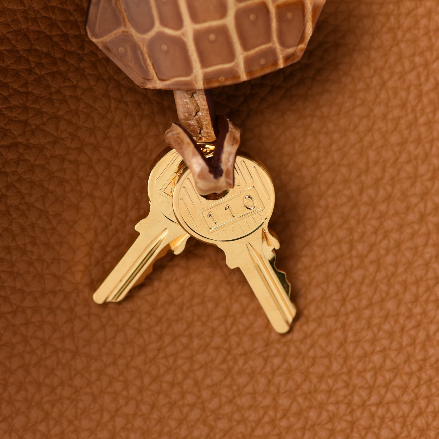 Hermes Togo Shiny Niloticus Crocodile Birkin Touch 30 Caramel Tabac Camel 30 of 34
