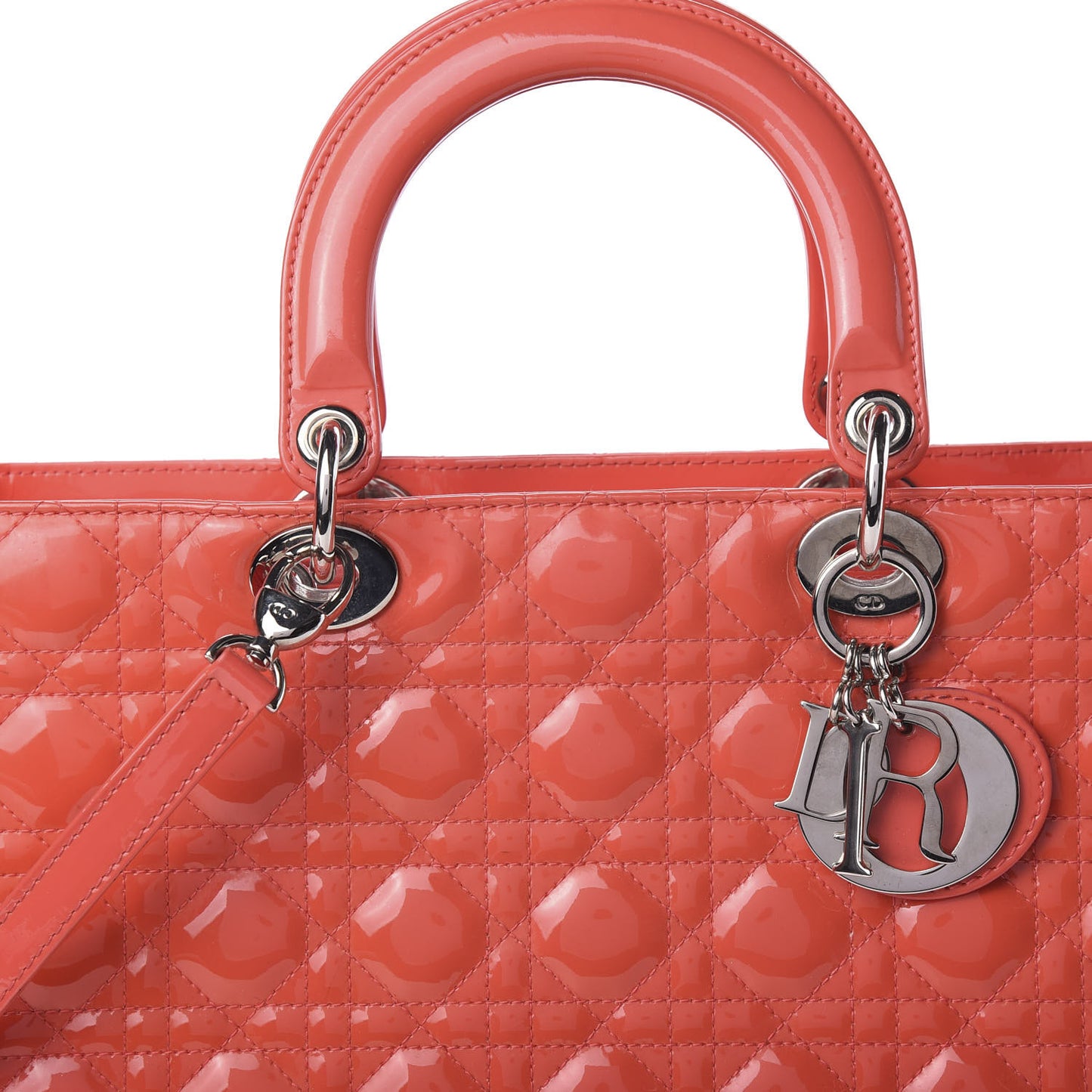 Patent Cannage Large Lady Dior Light Coral