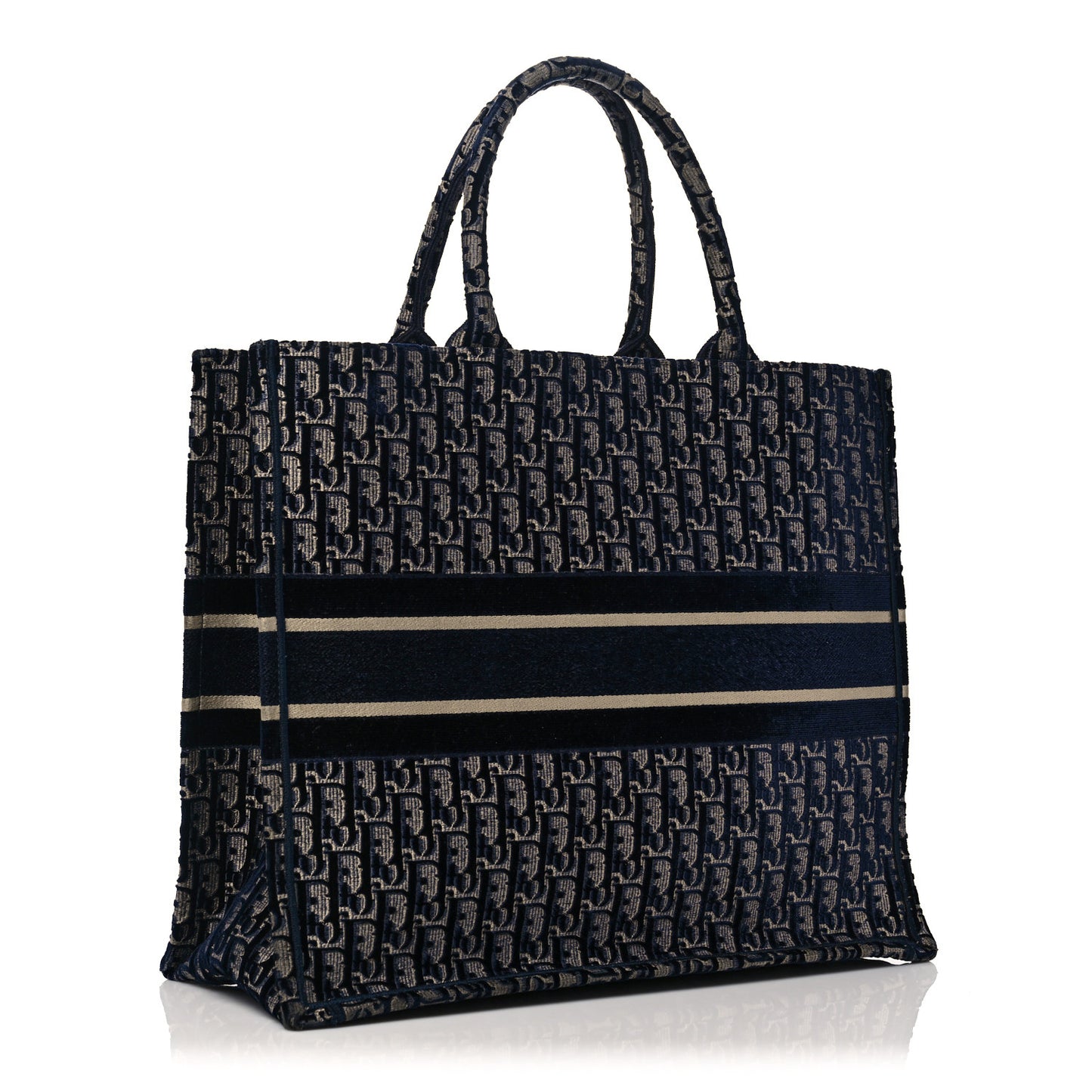 Oblique Velvet Book Tote Blue Multicolor