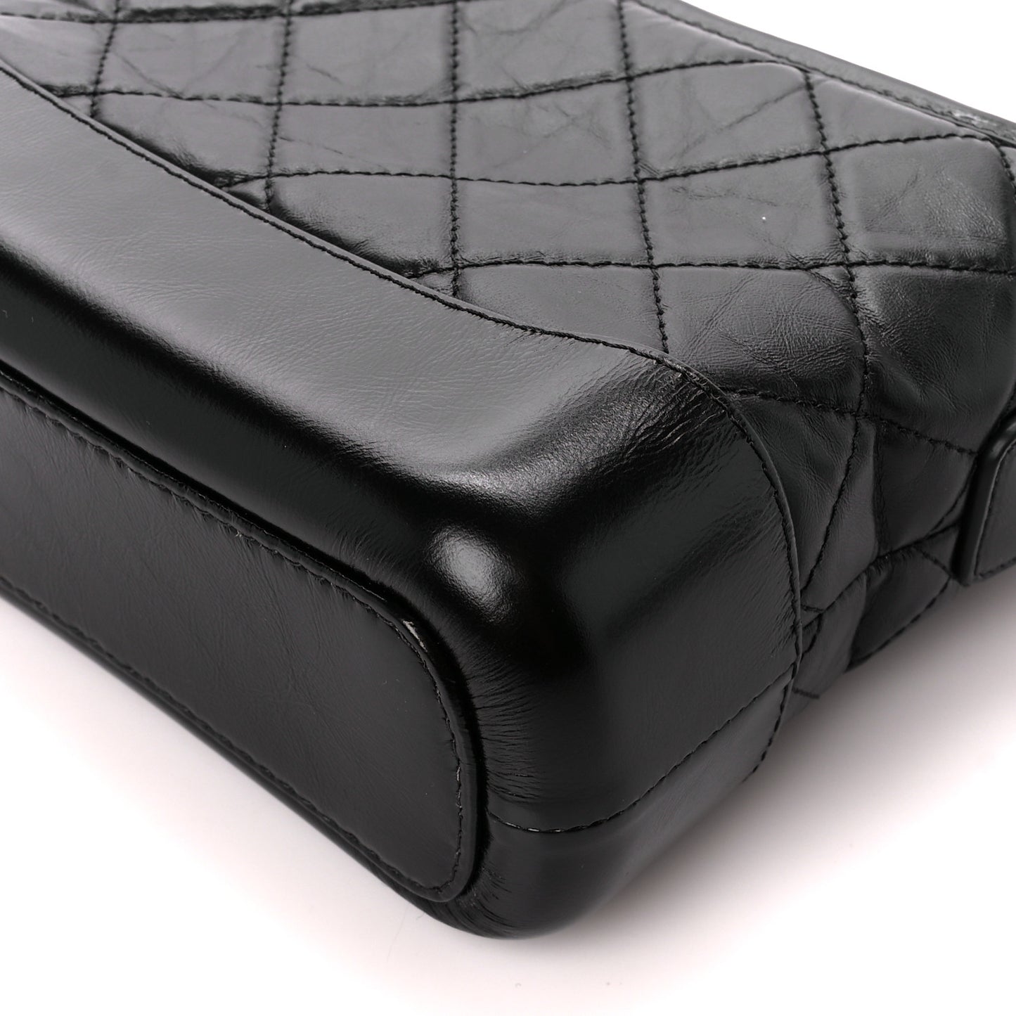 Aged Calfskin Quilted Small Gabrielle Hobo Black