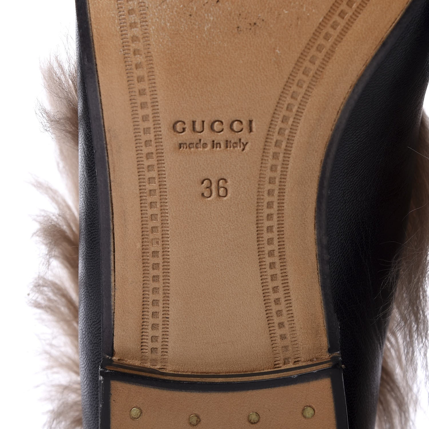 Gucci Malaga Kid Fur Womens Jordaan Loafers 36 Black Natural 8 of 9