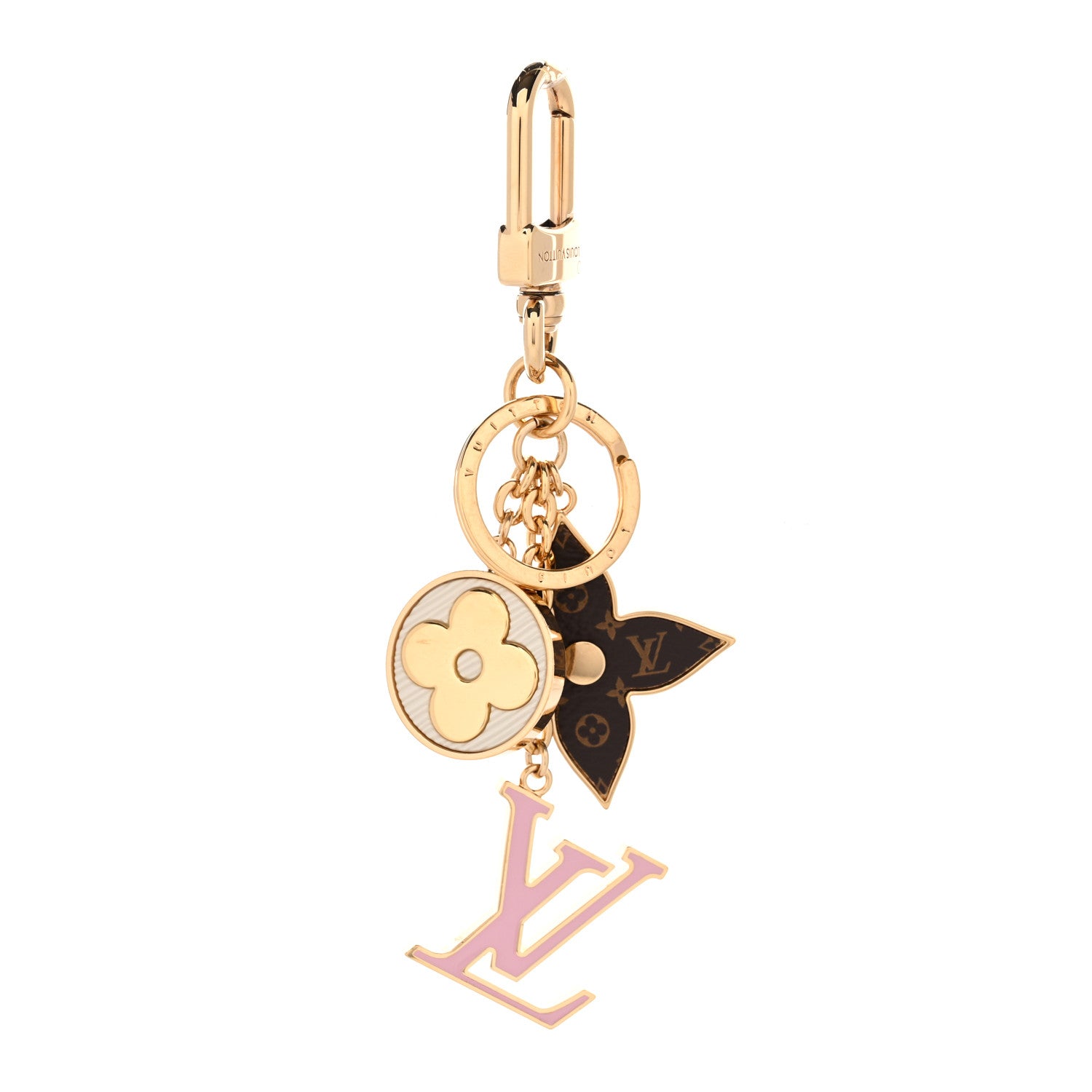 Louis Vuitton Metal Monogram Epi Spring Street Bag Charm Key Holder Gold 1 of 3